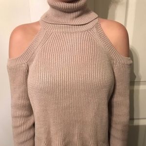 LF Stores Mauve Open Shoulder Turtleneck Sweater